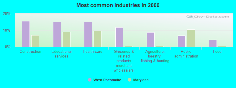 Most common industries in 2000