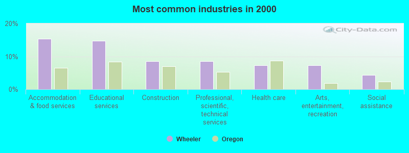 Most common industries in 2000