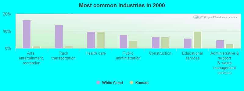 Most common industries in 2000