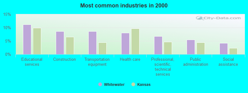 Most common industries in 2000