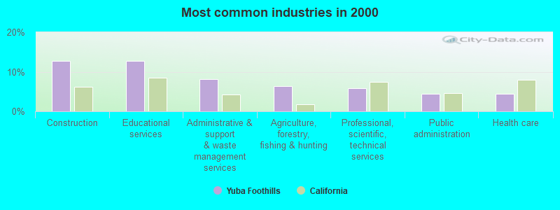 Most common industries in 2000