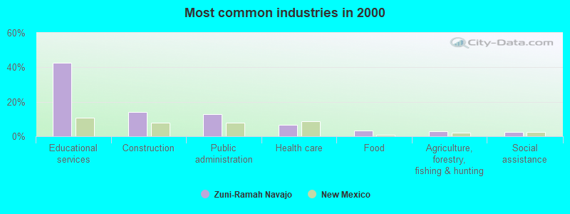 Most common industries in 2000