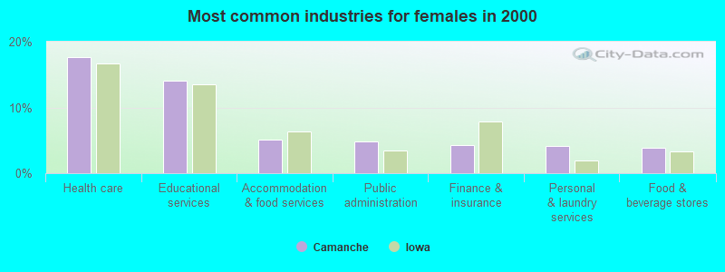 Most common industries for females 