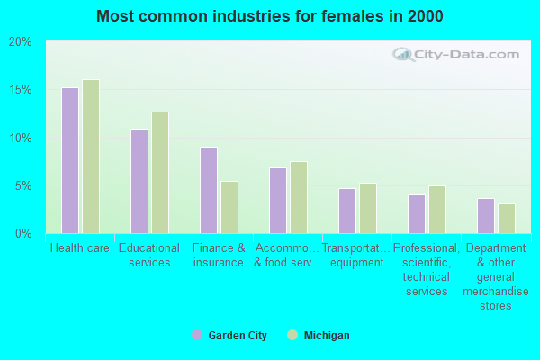 Common Industries Females 2000 Garden City MI Small 