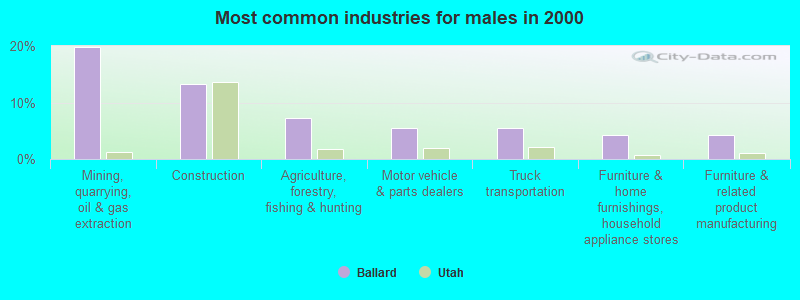 Most common industries for males 