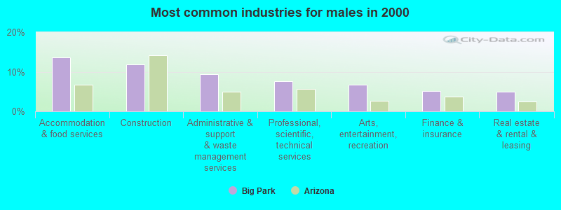 Most common industries for males 