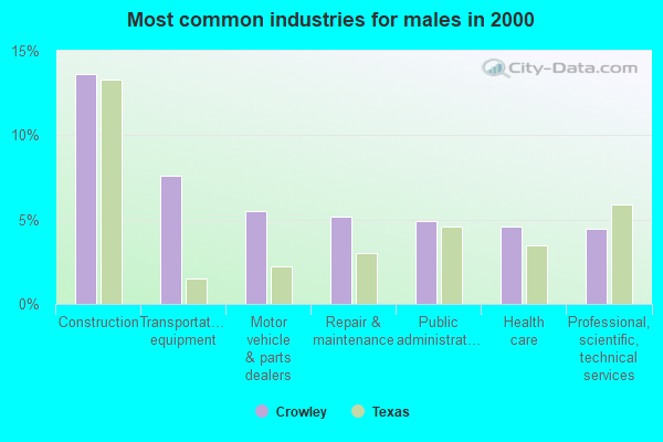 Common Industries Males 2000 Crowley TX Small 