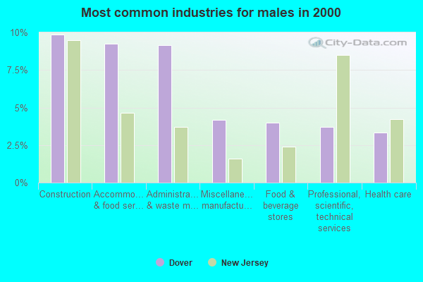 Common Industries Males 2000 Dover NJ Small 