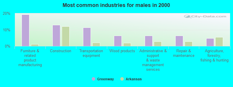 Most common industries for males 