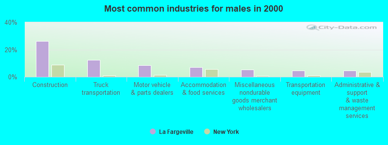 Most common industries for males 