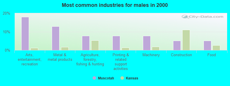 Most common industries for males 