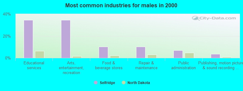 Most common industries for males 