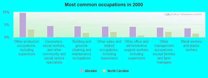 Most common occupations in 2000