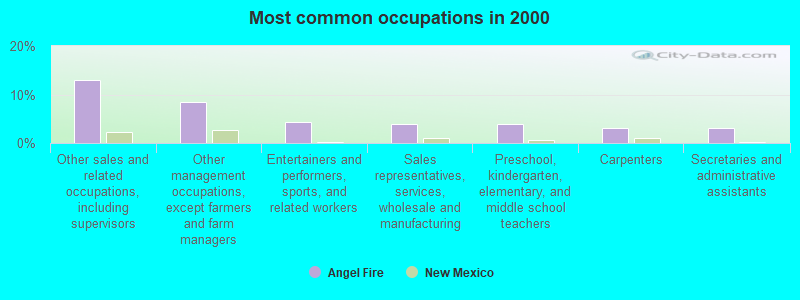 Most common occupations in 2000