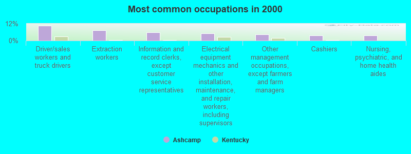 Most common occupations in 2000