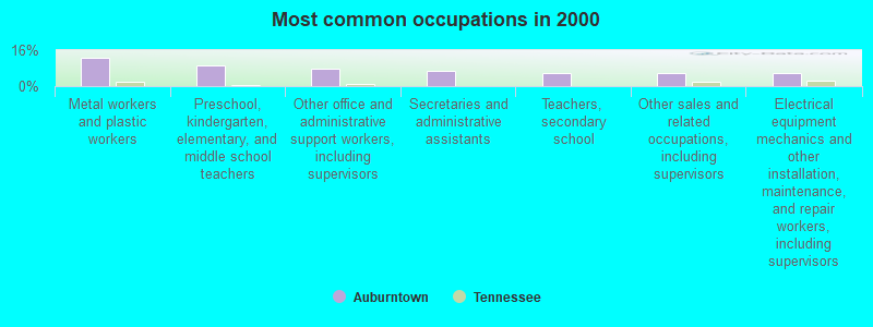 Most common occupations in 2000