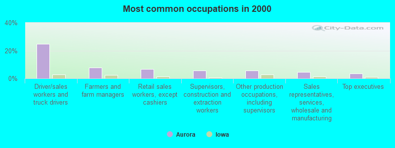 Most common occupations in 2000