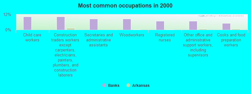 Most common occupations in 2000