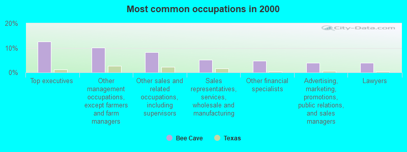 Most common occupations in 2000