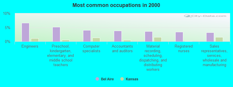 Most common occupations in 2000