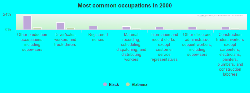 Most common occupations in 2000