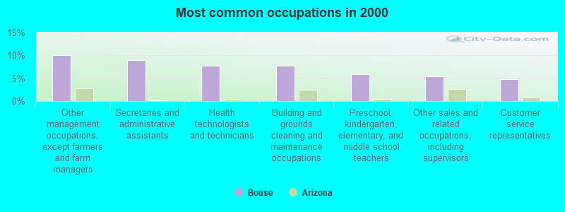 Most common occupations in 2000