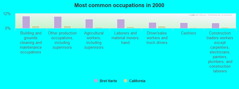 Most common occupations in 2000