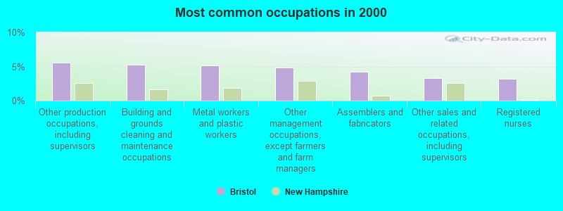 Most common occupations in 2000