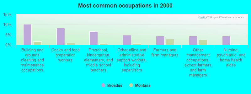 Most common occupations in 2000