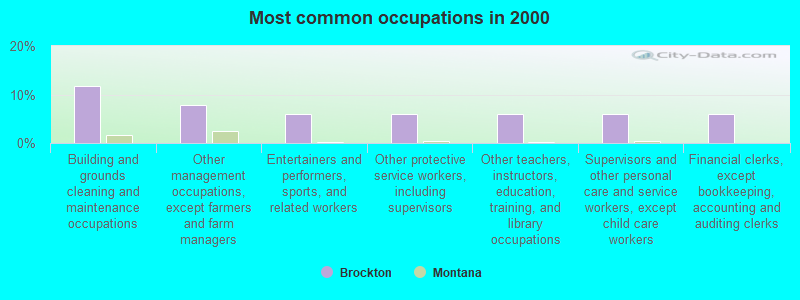 Most common occupations in 2000