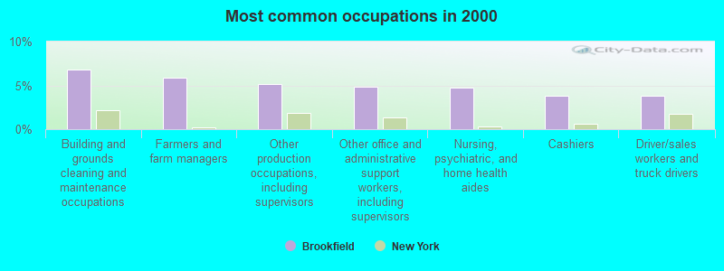 Most common occupations in 2000