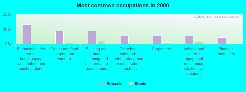 Most common occupations in 2000