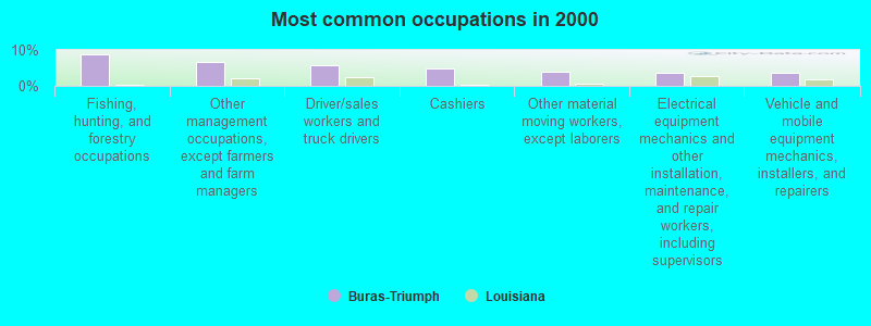 Most common occupations in 2000