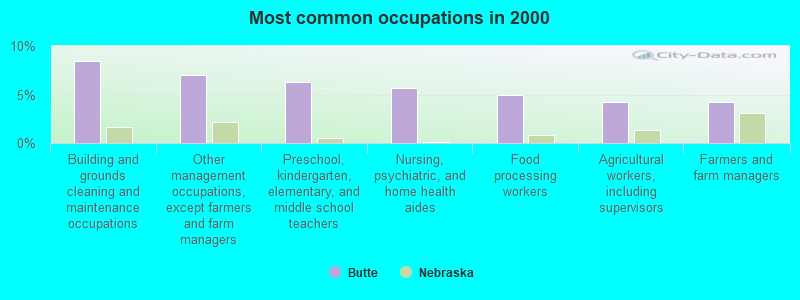 Most common occupations in 2000