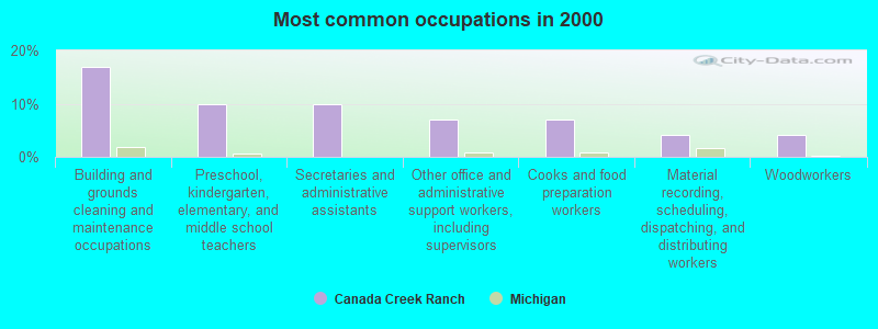 Most common occupations in 2000