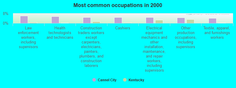 Most common occupations in 2000