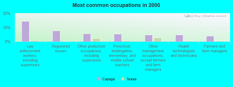 Most common occupations in 2000