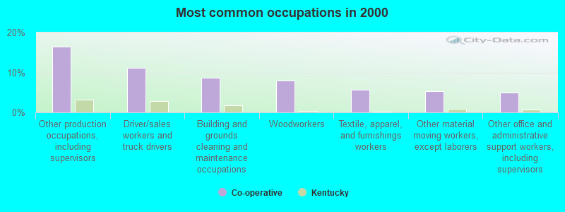 Most common occupations in 2000