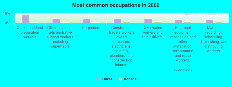 Most common occupations in 2000