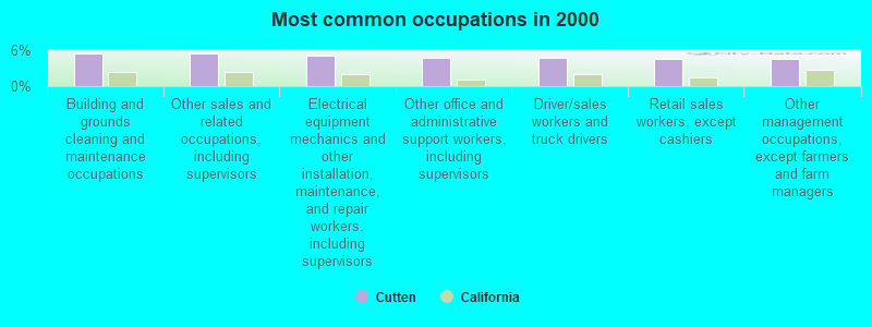 Most common occupations in 2000