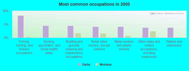 Most common occupations in 2000