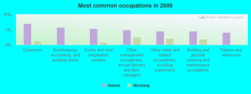 Most common occupations in 2000