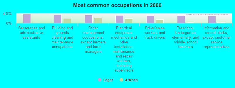 Most common occupations in 2000