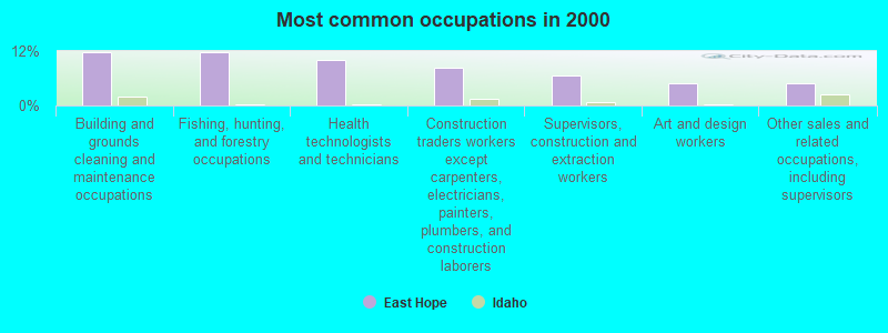 Most common occupations in 2000