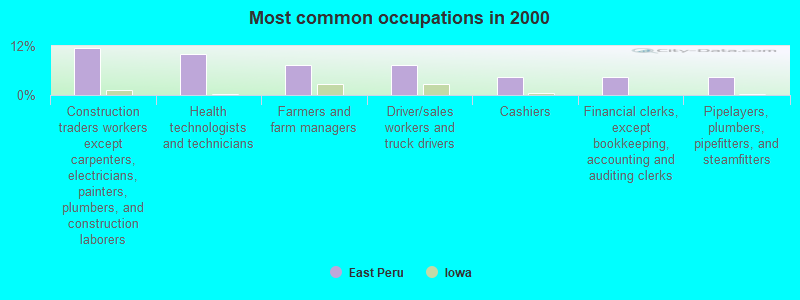 Most common occupations in 2000