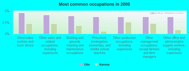 Most common occupations in 2000