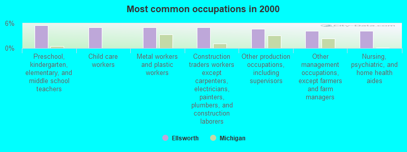 Most common occupations in 2000