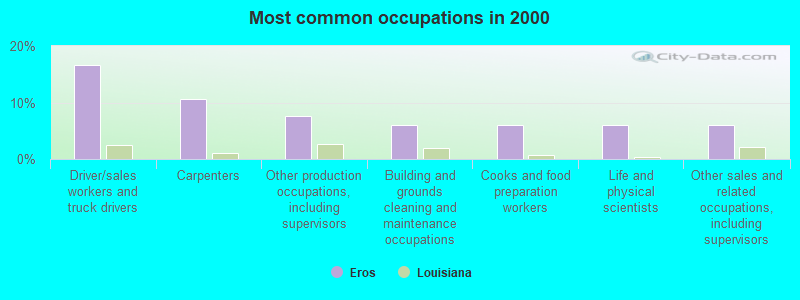 Most common occupations in 2000