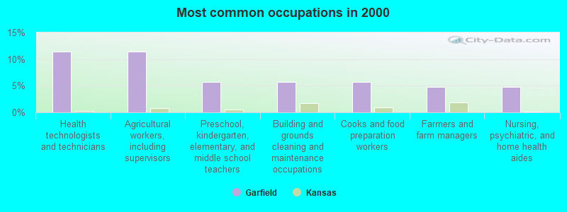 Most common occupations in 2000