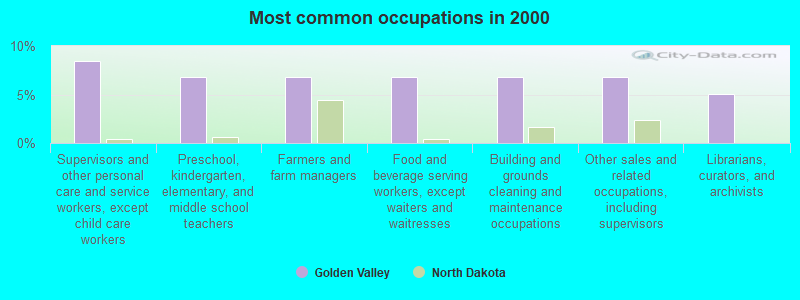 Most common occupations in 2000